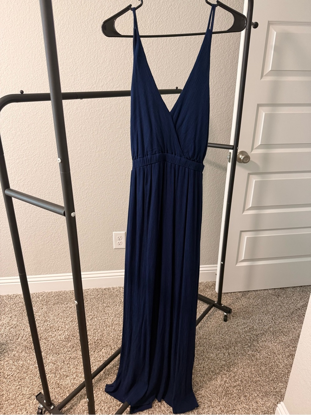 Lulu's Navy Blue Maxi Dress with V-Neck